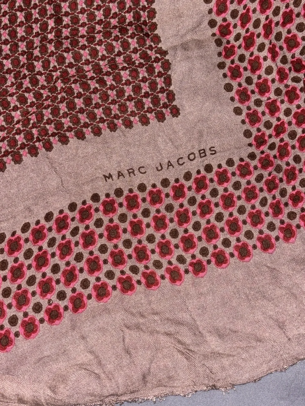 Marc Jacobs Pink and Burgundy Floral-Print Cotton Throw
